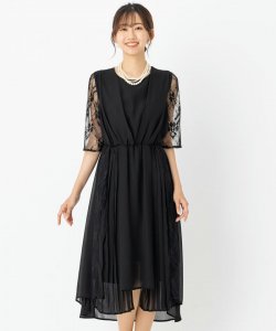 Select Shop  オーガンジーレースドレス　ブラック/LL