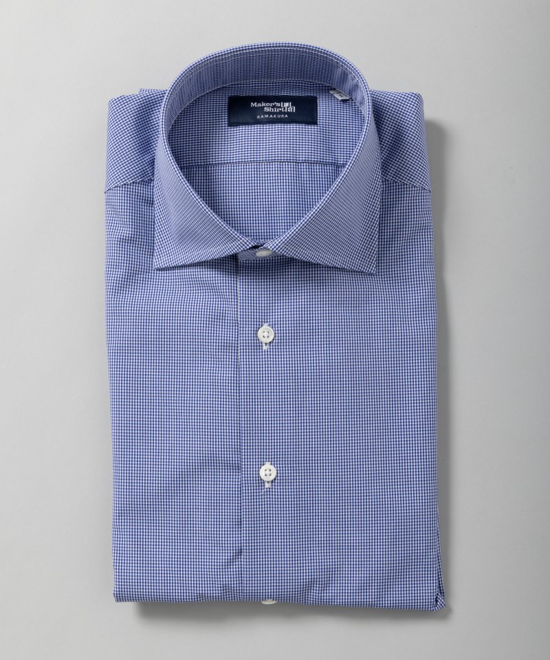 Maker's Shirt 鎌倉 マイクロギンガムチェックシャツ ブルー/M-L(40-84