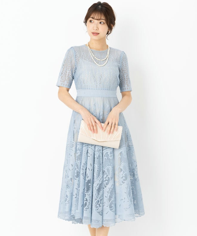 FRAY ID ドレス ブルー 結婚式 0サイズ - ロングワンピース