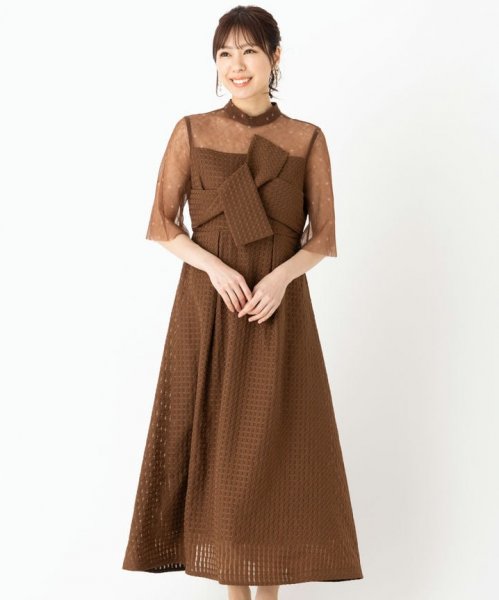 【LEJA】◆新品◆ ドレス ビスチェ風切り替えプチハイネック