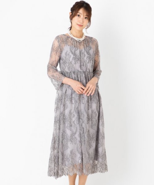 正規品人気SALE2019ss アーバンリサーチ ロッソ 配色レースミディドレス ミディアムドレス
