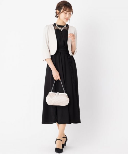 Select Shop  ビスチェ風レース切替ドレス　ブラック/S