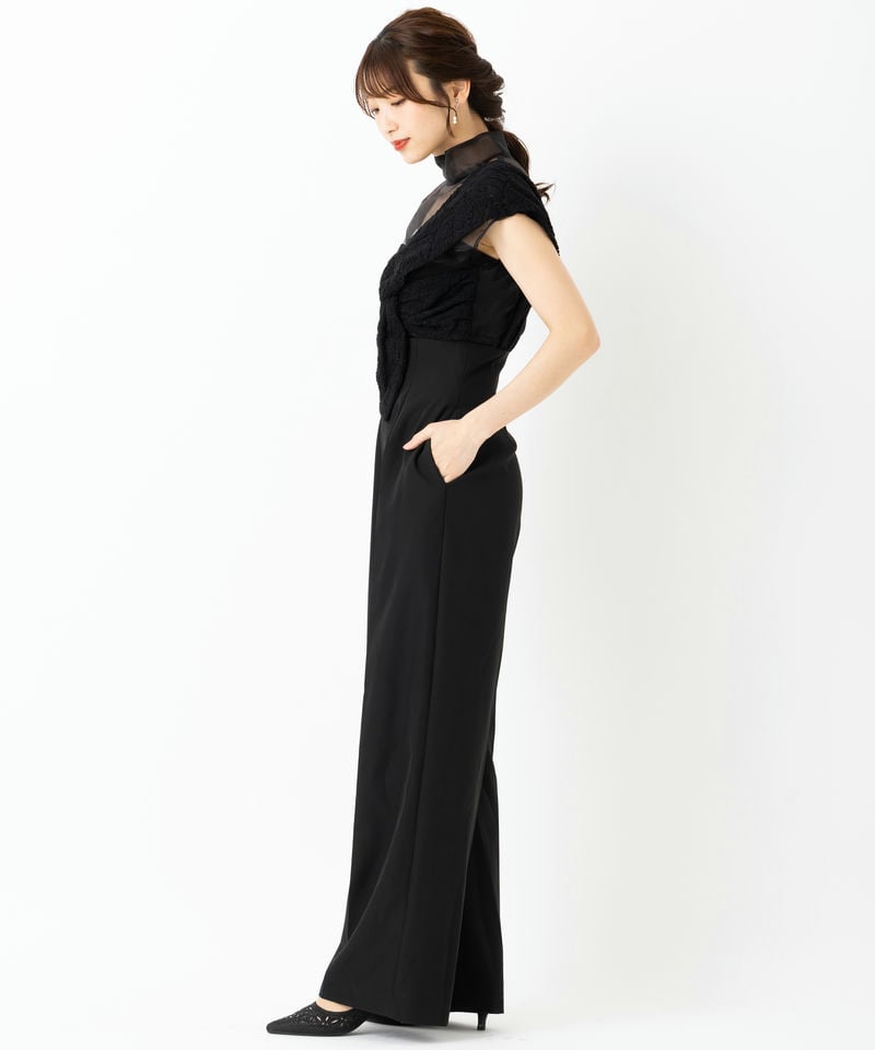 8,970円ラグナムーン　エンブロイダリーツイストパンツドレス　ブラックS