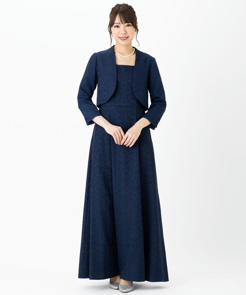 Select Shop 【ドレス3点セット】クラシックジャガードドレス ネイビー