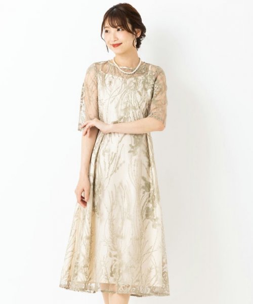 Select Shop チュール×総刺繍ドレス ライトグリーン/M｜結婚式 