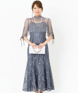 Dorry･Doll  【ドレス2点SET】ブラウスセットフラワーレースドレス　ブルー/M