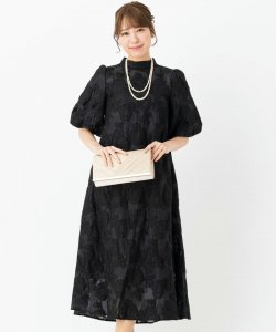Select Shop  【ドレス2点SET】ボリュームスリーブフレアドレス　ブラック/S