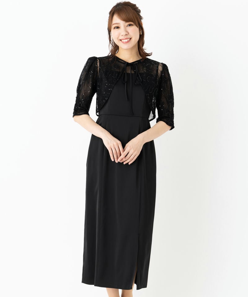 Select Shop スパンコールレース2ピースドレス ブラック/M｜結婚式 ...