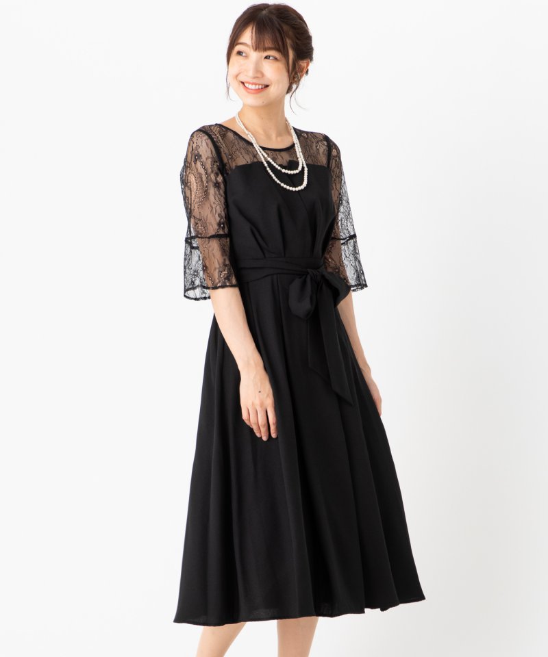Select Shop ジョーゼットウエストリボンドレス ブラック/3L｜結婚式