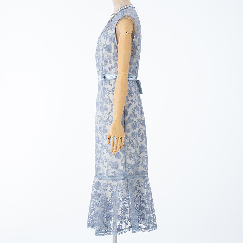 FRAY I.D フレイアイディー オーガンジー刺繍ドレス ライトブルー/M 