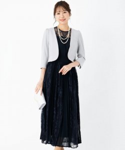 Select Shop  【ドレス3点セット】ビスチェ風プリーツスカートドレス　ネイビー/L