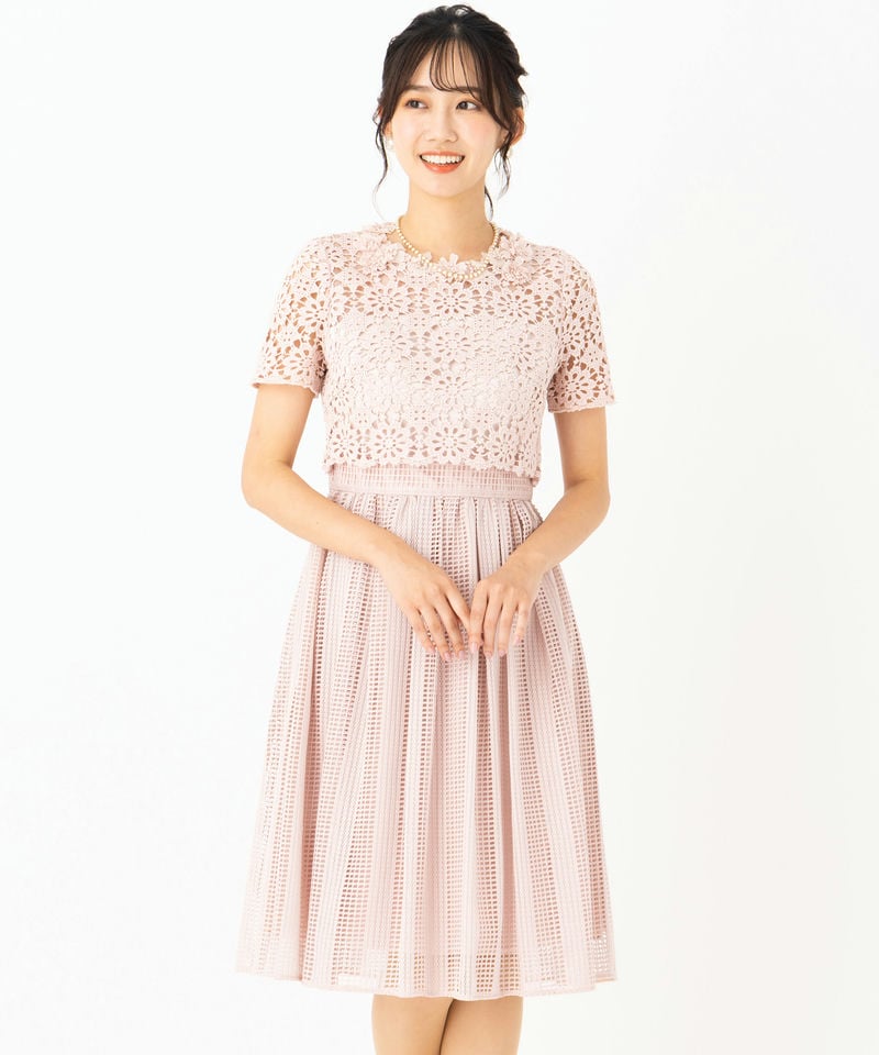 JILL STUART ジルスチュアート パンジーコンビドレス ピンク/S｜結婚式