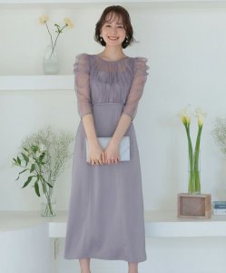 Select Shop  総レースボレロ付バックデザインセットドレス　ラベンダー/S