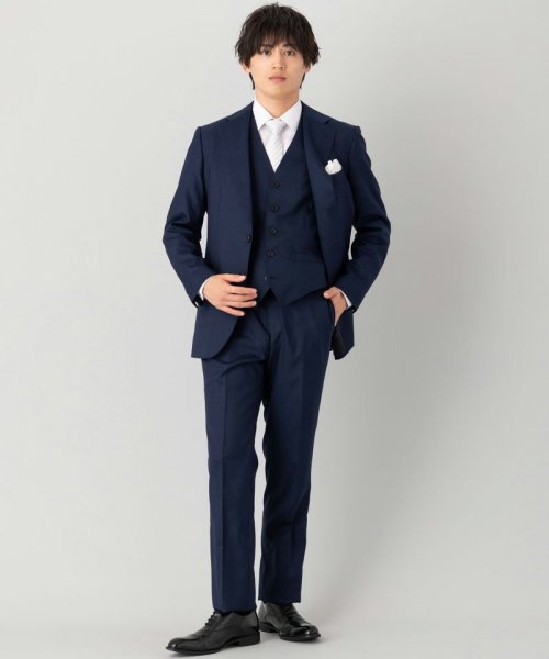 SUIT SQUARE  【7点セット】シャドーオーバーチェック・スリーピーススーツセット　ネイビー/A6