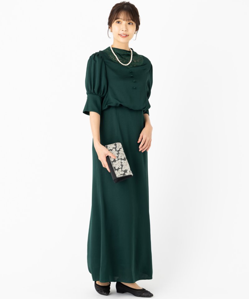 ameri vintage グリーン ドレス ワンピースロングワンピース/マキシ
