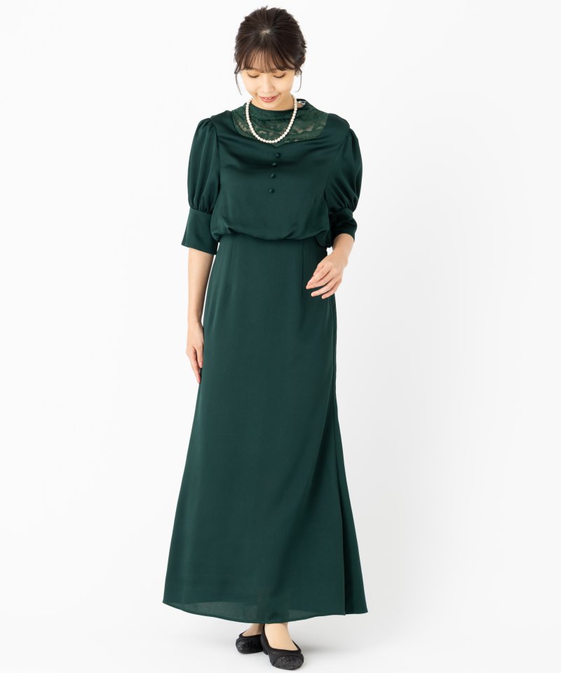 ameri vintage プリーツドレス　グリーン sサイズ