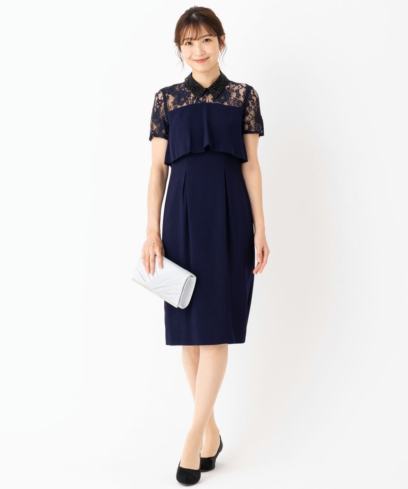 GRACE CONTINENTAL グレースコンチネンタル オーガン刺繍襟ドレス